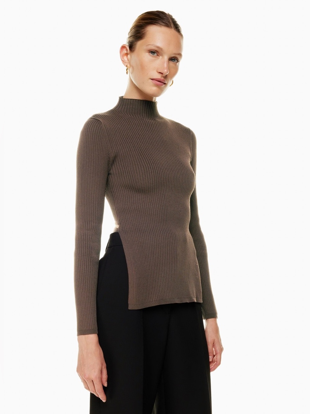 Babaton Sculpt Knit Tie-Back Longsleeve Top Sweater Thick Knit Ribbed Aritzia